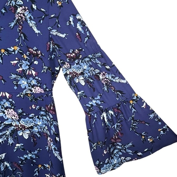 NWT Loft Purple Floral Dress with Tiered Bell Sleeves Size 2 Petite - Picture 8 of 11